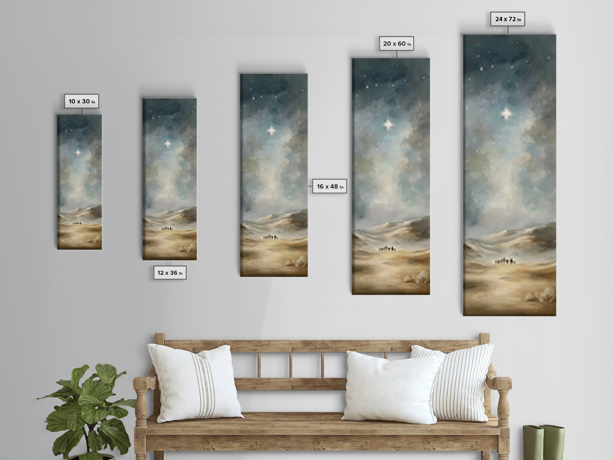 Starry Night Caravan – Framed Canvas Print, Skinny Art, Christian Wall Art, Christmas Art, Christian Art Canvas, Jesus Painting