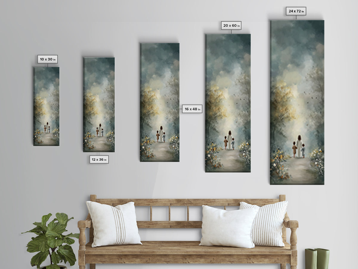 Heavenly Path Walk – Framed Canvas Print – Tall Narrow Wall Art – Christian Art Canvas – Jesus Painting – Christian Decor – Christian Wall