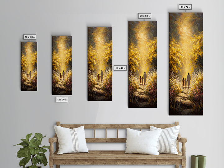 Golden Way Home – Framed Canvas Print – Narrow Art – Christian Christmas Art – Jesus Painting – Christian Wall Art – Christian Art Print