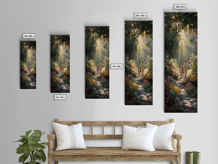 Radiant Garden Path – Framed Canvas Print | Tall Narrow Wall Art | Jesus Painting | Christian Art Canvas | Christian Decor | Christian Wall