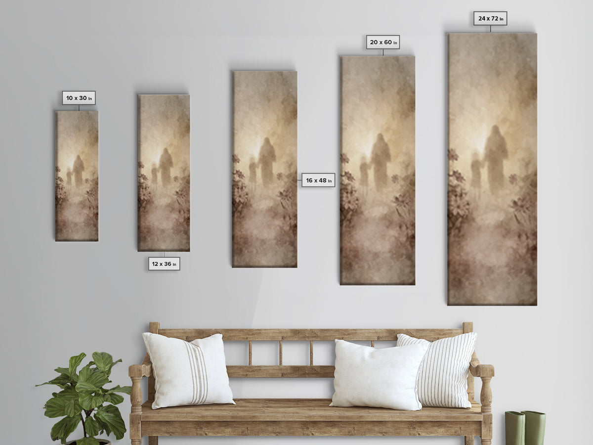 Light of Companionship – Framed Canvas Print, Tall Skinny Art Print, Christian Wall Art, Jesus Painting, Christian Art Canvas, Christian De