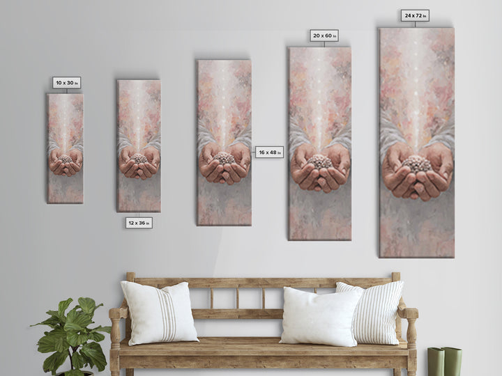 Hands Of Blessing – Framed Canvas Print – Narrow Art – Christian Art Canvas – Christian Wall Art – Jesus Painting – Subtle Christian Art