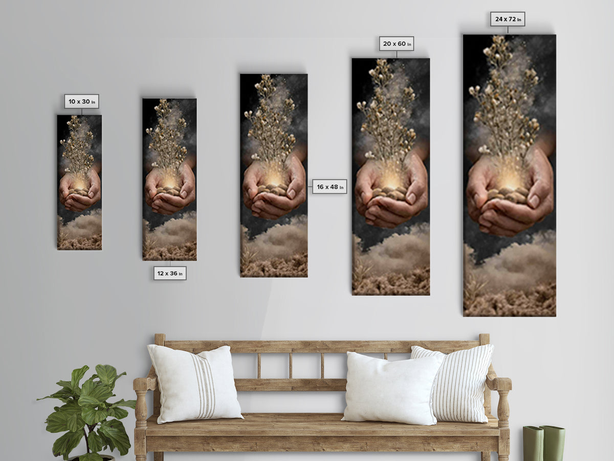 Desert Bloom Grace – Framed Canvas Print – Tall Narrow Wall Art – Christian Art Canvas – Christian Wall Art – Christian Christmas Art – Jes