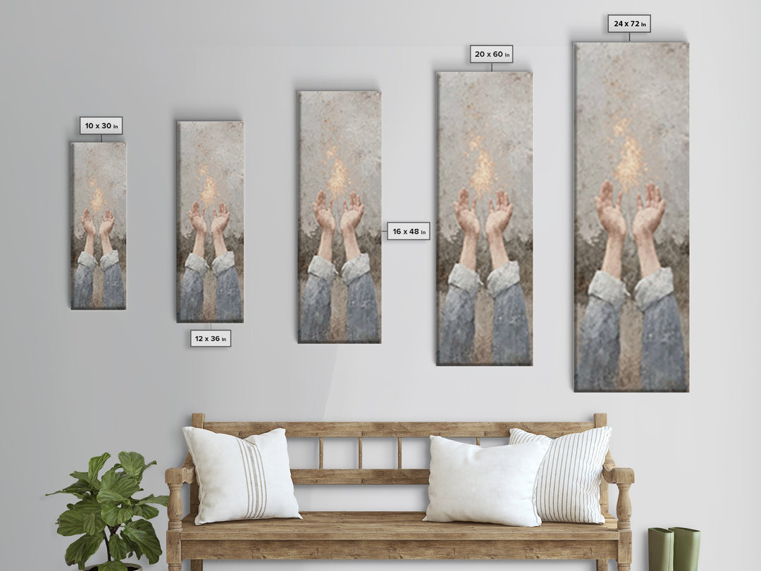 Hope In The Heavens – Framed Canvas Print – Tall Narrow Wall Art – Christian Art Print – Christian Wall Art – Jesus Painting – Christian De
