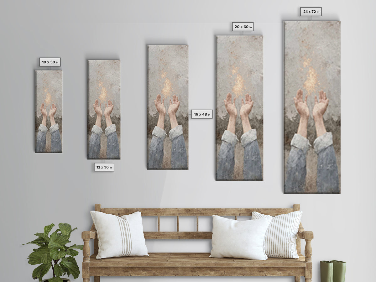Hope In The Heavens – Framed Canvas Print – Tall Narrow Wall Art – Christian Art Print – Christian Wall Art – Jesus Painting – Christian De