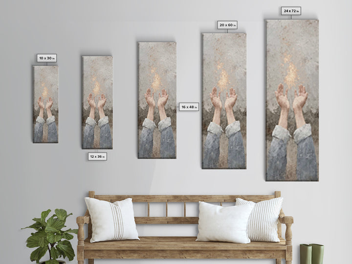 Hope In The Heavens – Framed Canvas Print – Tall Narrow Wall Art – Christian Art Print – Christian Wall Art – Jesus Painting – Christian De
