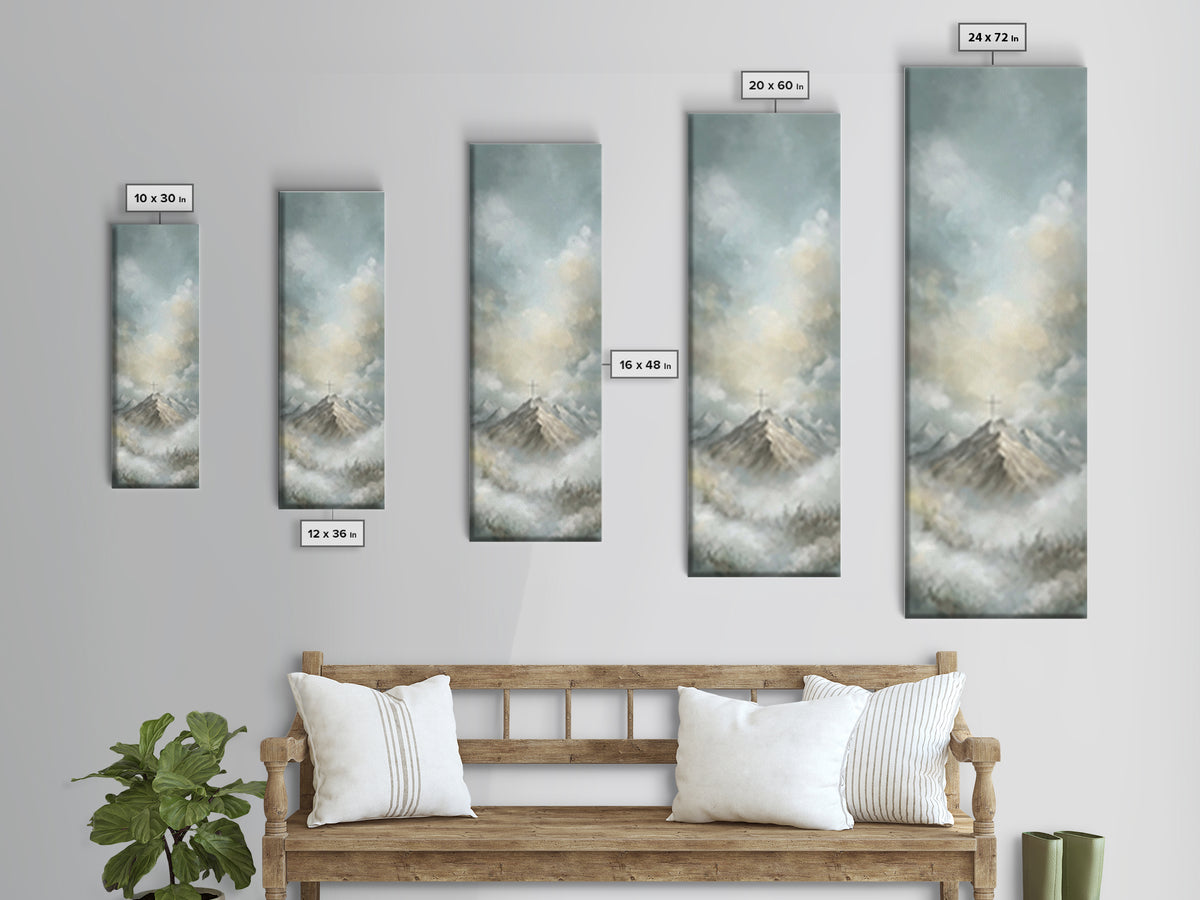Faith On High – Framed Canvas Print – Tall Narrow Wall Art – Christian Art Canvas – Christian Painting – Christian Art Print – Christian Ch