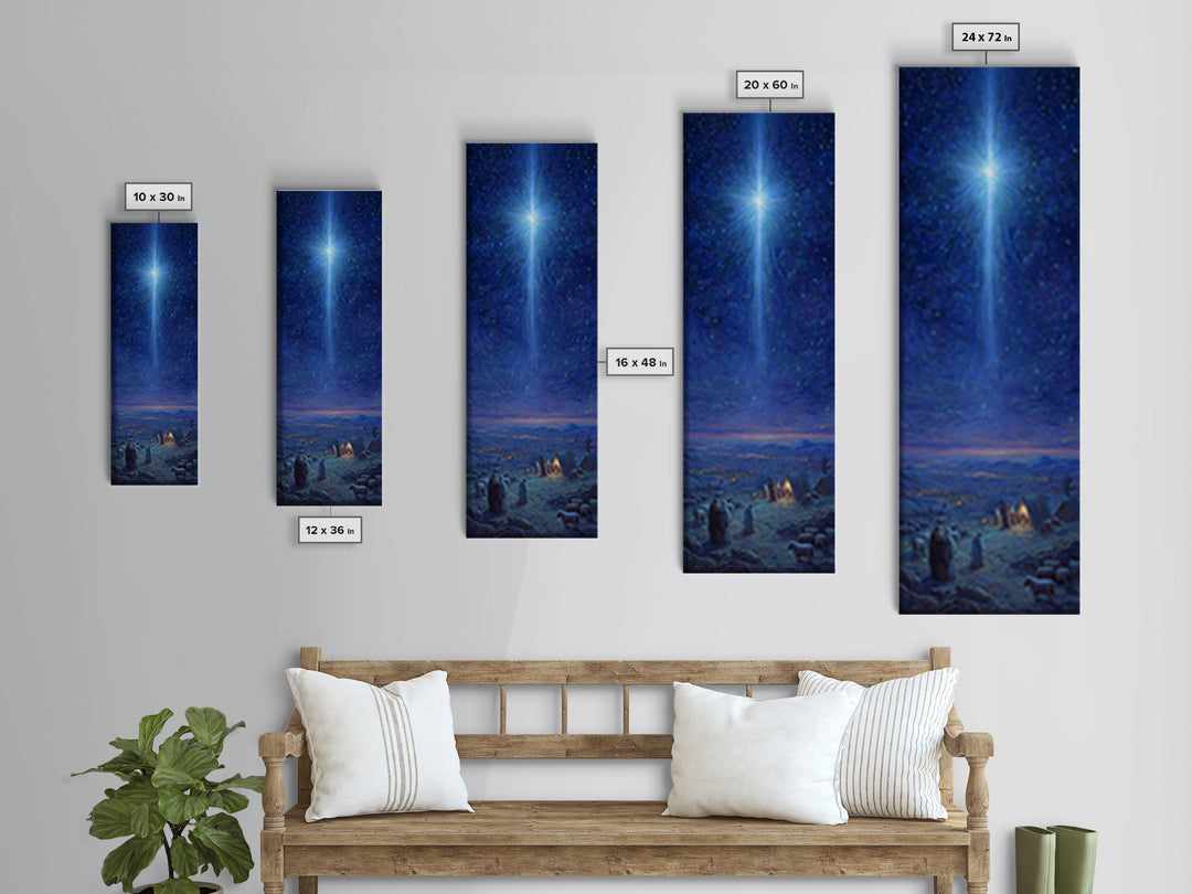 The Guiding Star - Framed Canvas Print - Christian Wall Art - Jesus Painting - Christian Christmas Art - Tall Skinny Art Print - Faith Art