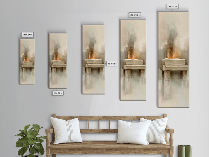 Winter Nativity Light - Framed Canvas Print - Christian Wall Art - Christian Christmas Art - Tall Narrow Wall Art - Christian Art Canvas -