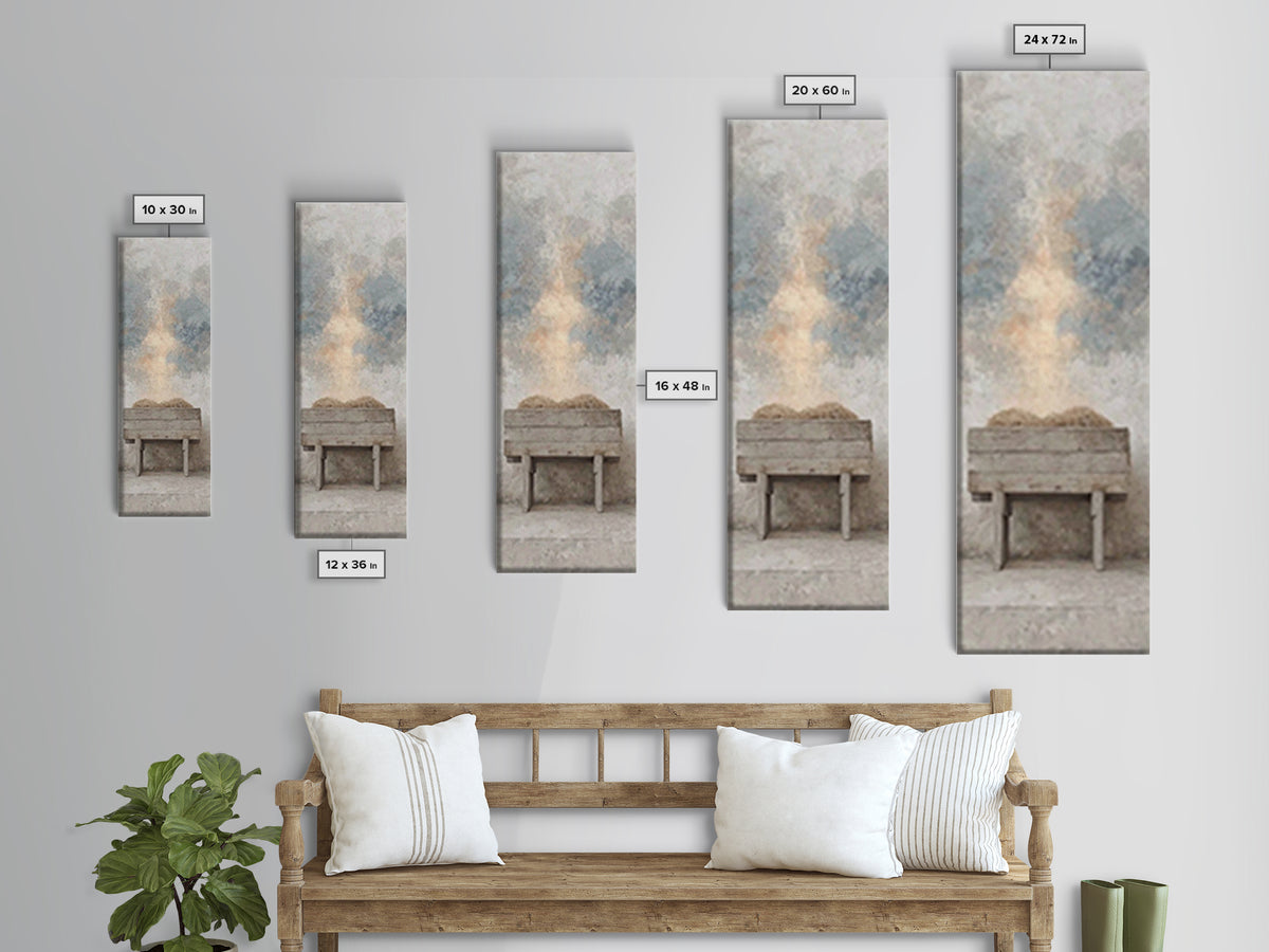 Holy Manger Light – Framed Canvas Print – Christian Wall Art – Christian Art Canvas – Narrow Art – Christian Christmas Art – Jesus Painting