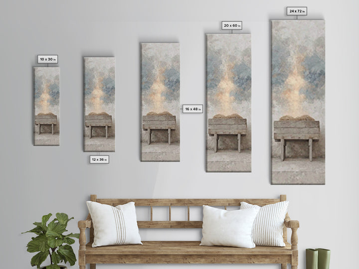 Holy Manger Light – Framed Canvas Print – Christian Wall Art – Christian Art Canvas – Narrow Art – Christian Christmas Art – Jesus Painting