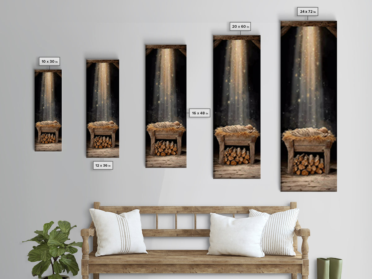 Infant King Peace – Framed Canvas Print – Jesus Painting – Christian Art Canvas – Christian Wall Art – Narrow Art – Christian Christmas Art
