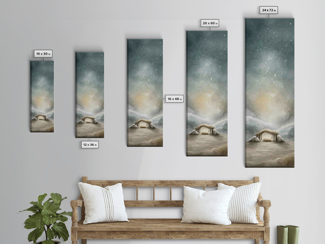 Winter Stable Hope – Framed Canvas Print – Christian Wall Art – Tall Narrow Wall Art – Christian Art Canvas – Jesus Painting – Christian Ch