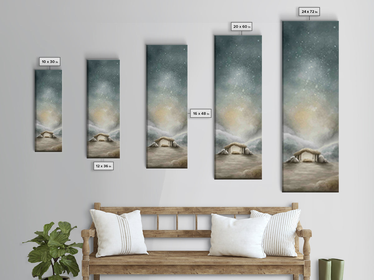 Winter Stable Hope – Framed Canvas Print – Christian Wall Art – Tall Narrow Wall Art – Christian Art Canvas – Jesus Painting – Christian Ch