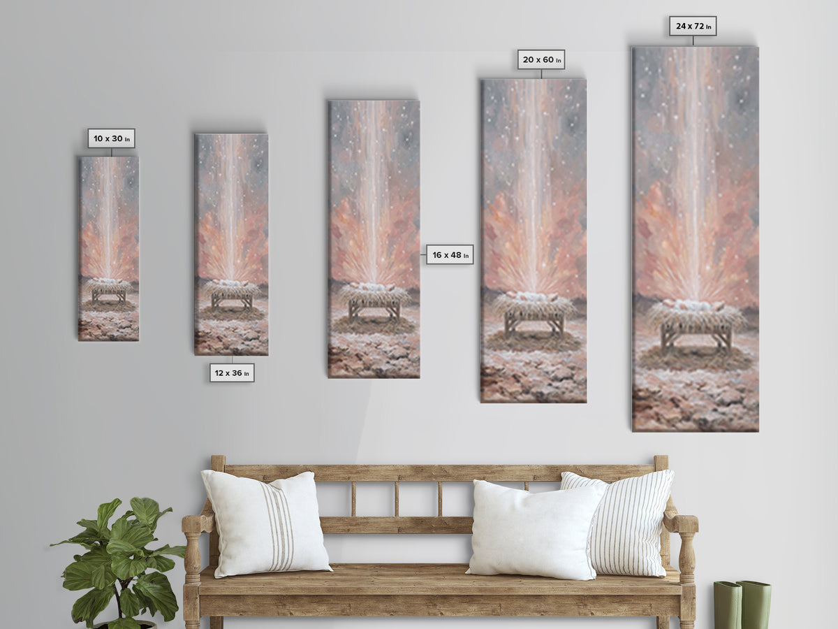 Heavenly Child Light – Framed Canvas Print – Christian Art Canvas – Christian Christmas Art – Christian Wall Art – Tall Skinny Art Print –