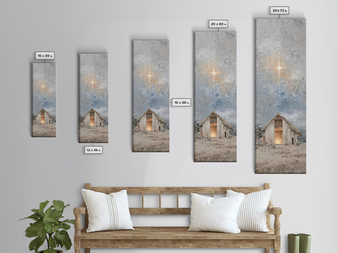 Sacred Stable Star – Framed Canvas Print – Skinny Art – Christian Art Canvas – Christian Wall Art – Christian Christmas Art – Jesus Paintin