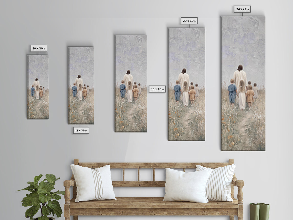 Path Of Grace, Framed Canvas Print, Christian Art Canvas, Jesus Painting, Christian Wall Art, Skinny Art, Christian Christmas Art