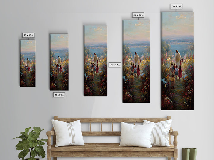 Horizon Of Peace, Framed Canvas Print, Christian Wall Art, Christian Art Canvas, Jesus Painting, Narrow Art