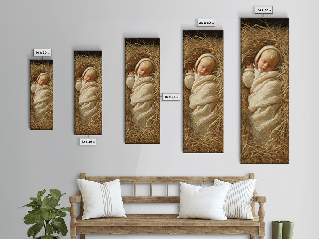 Infant Messiah Grace, Framed Canvas Print, Christian Wall Art, Jesus Painting, Christian Art Canvas, Tall Skinny Art Print