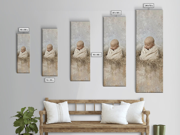 Silent Nativity Stillness – Framed Canvas Print – Christian Art Canvas – Christian Wall Art – Jesus Painting – Skinny Art