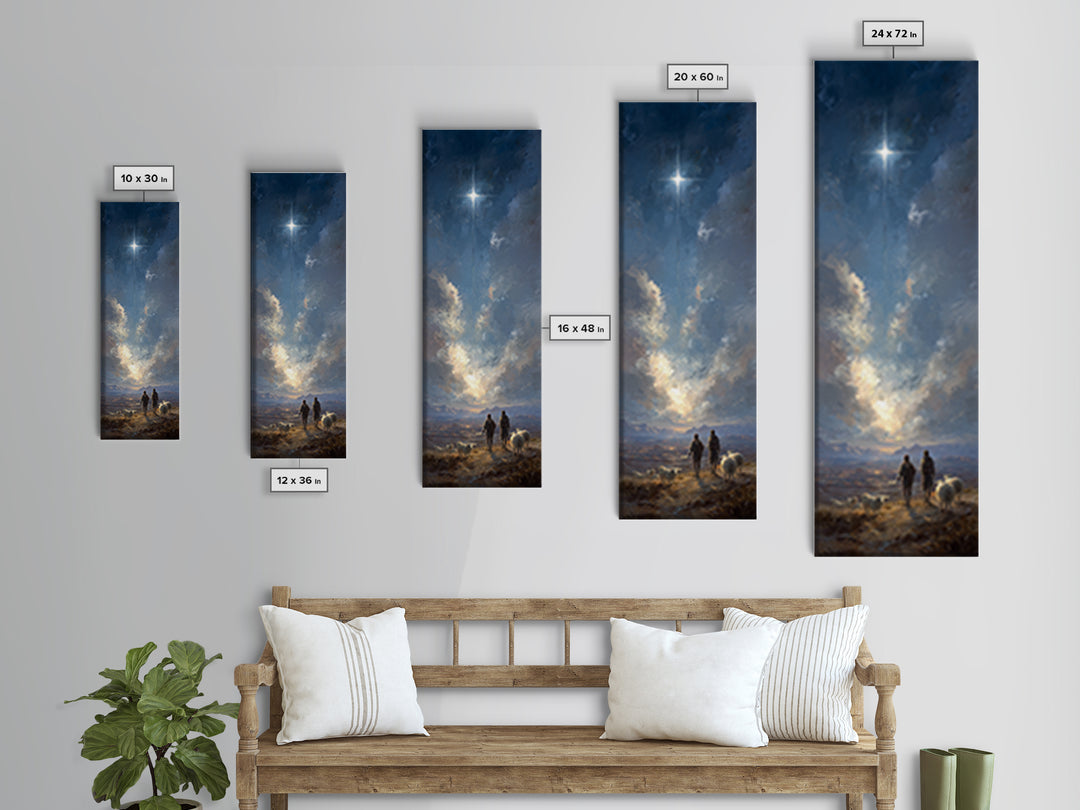 Heaven’s Guiding Ray | Framed Canvas Print | Christian Art Canvas | Narrow Art | Christian Wall Art | Christian Christmas Art