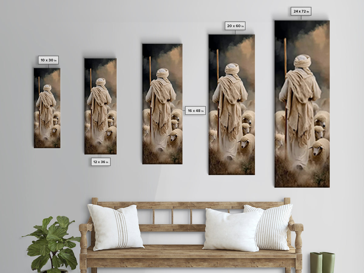 Shepherd’s Faith Walk – Framed Canvas Print – Christian Wall Art – Christian Art Canvas – Jesus Painting – Narrow Art