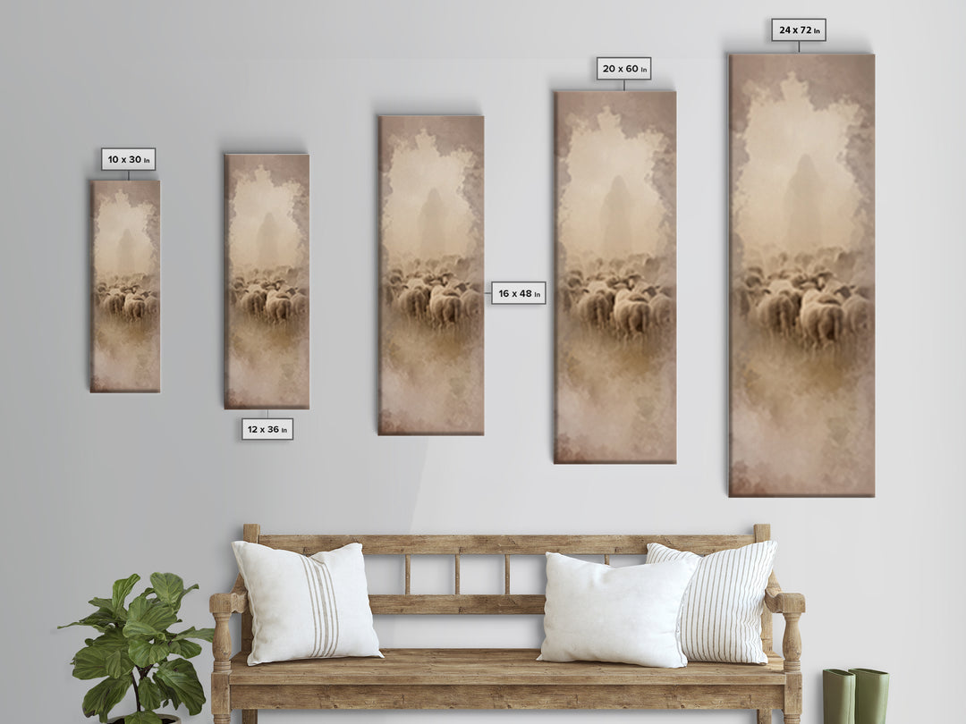 Sacred Dawn Haze | Framed Canvas Print | Christian Art Canvas | Tall Skinny Art Print | Jesus Christmas Art | Modern Christian Art | Christ