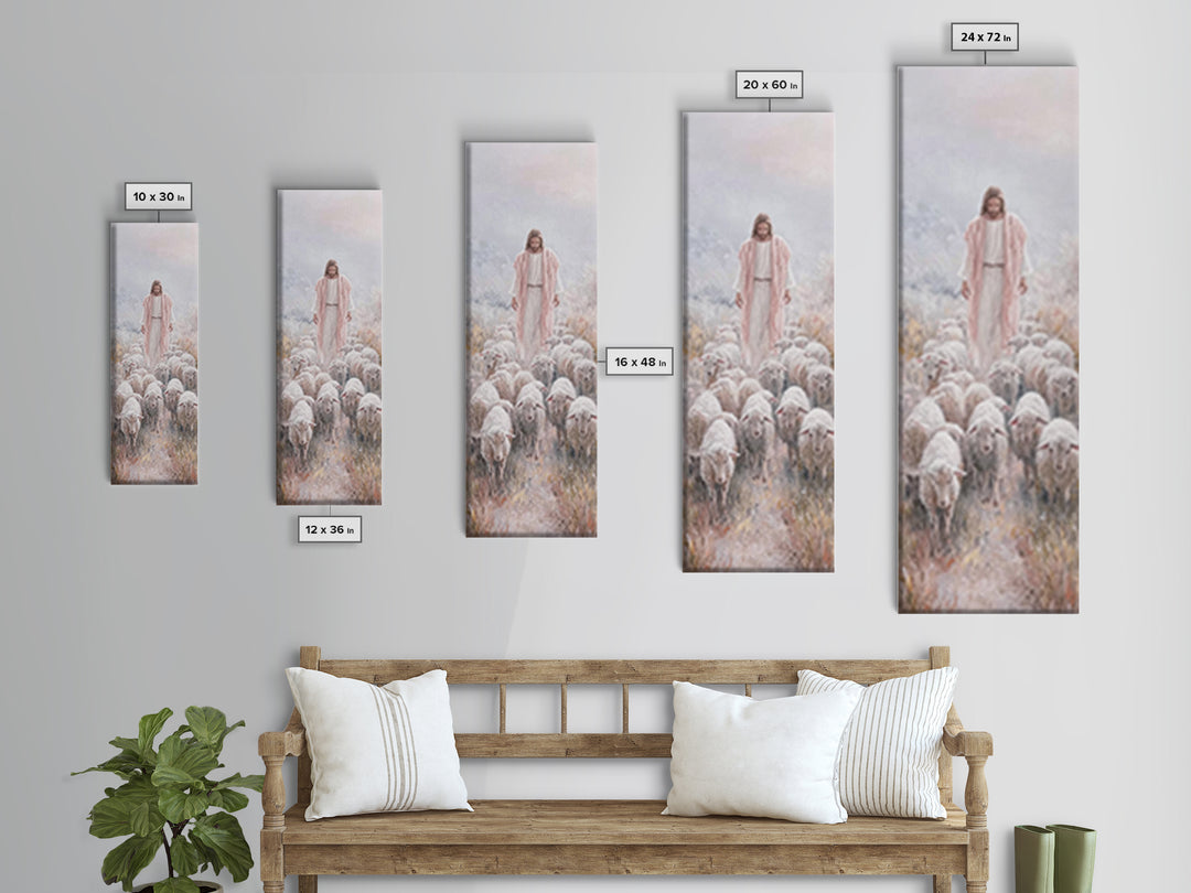 Radiant Flock Grace – Framed Canvas Print – Christian Art – Narrow Art – Jesus Painting Canvas – Christian Christmas Art – Modern Christian