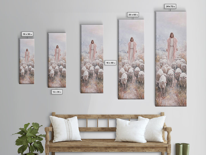 Radiant Flock Grace – Framed Canvas Print – Christian Art – Narrow Art – Jesus Painting Canvas – Christian Christmas Art – Modern Christian