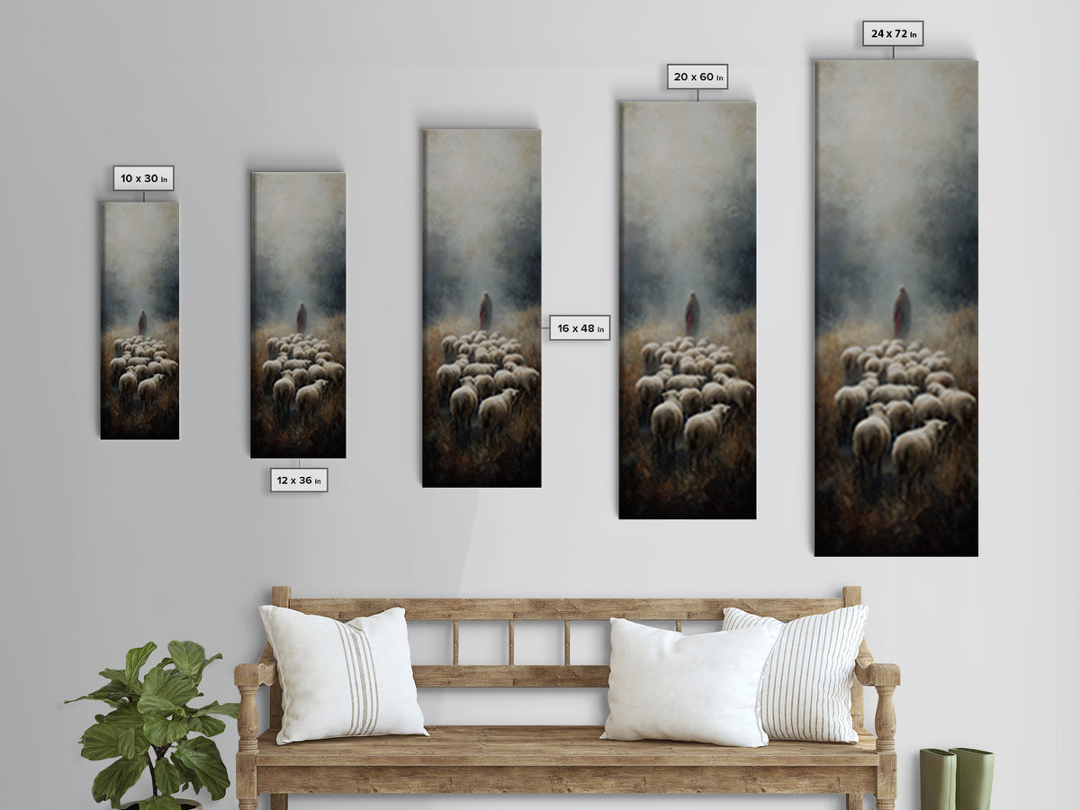 Guiding Light Meadow – Framed Canvas Print – Christian Christmas Art – Narrow Art – Jesus Painting – Christian Art Canvas – Christian Wall