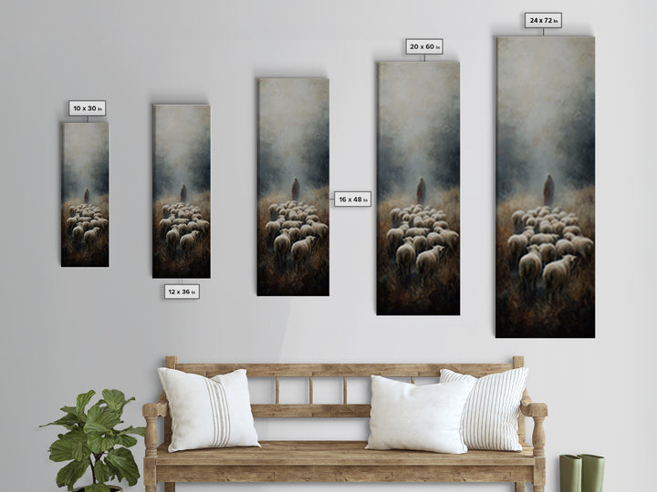 Guiding Light Meadow – Framed Canvas Print – Christian Christmas Art – Narrow Art – Jesus Painting – Christian Art Canvas – Christian Wall