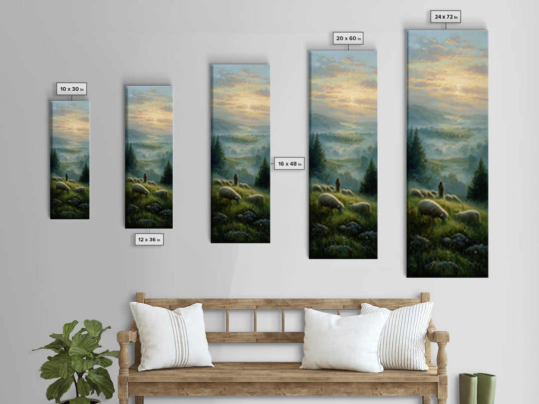 Shepherds Of Dawn – Framed Canvas Print – Christian Wall Art – Jesus Painting – Christian Art Canvas – Tall Narrow Wall Art – Christian Chr
