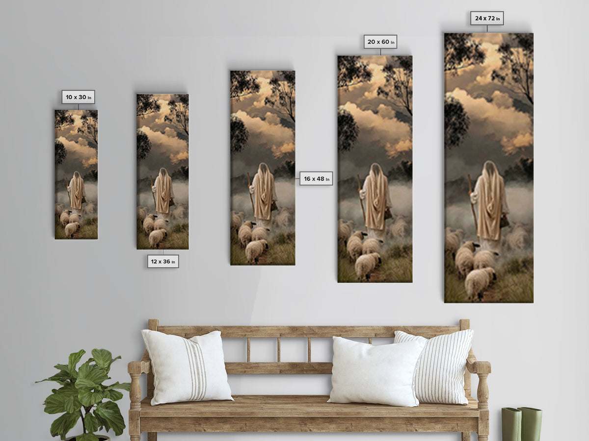 Path Of The Flock – Framed Canvas Print – Jesus Painting – Christian Wall Art – Christian Art Canvas – Skinny Art – Christian Christmas Art