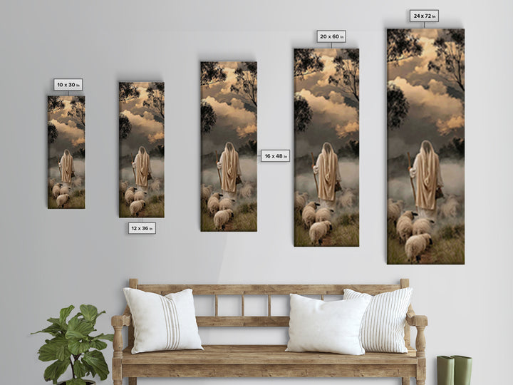 Path Of The Flock – Framed Canvas Print – Jesus Painting – Christian Wall Art – Christian Art Canvas – Skinny Art – Christian Christmas Art