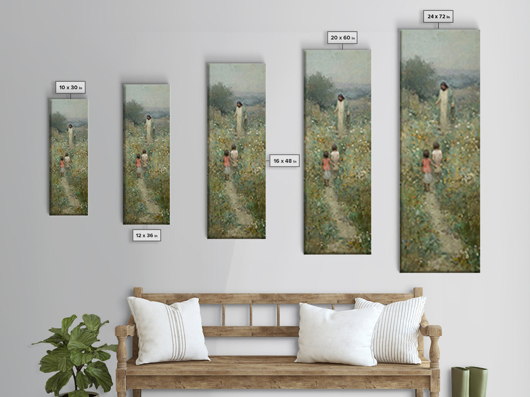 Blooming Promise – Framed Canvas Print – Christian Art Canvas – Christian Wall Art – Jesus Painting – Narrow Art – Christian Christmas Art