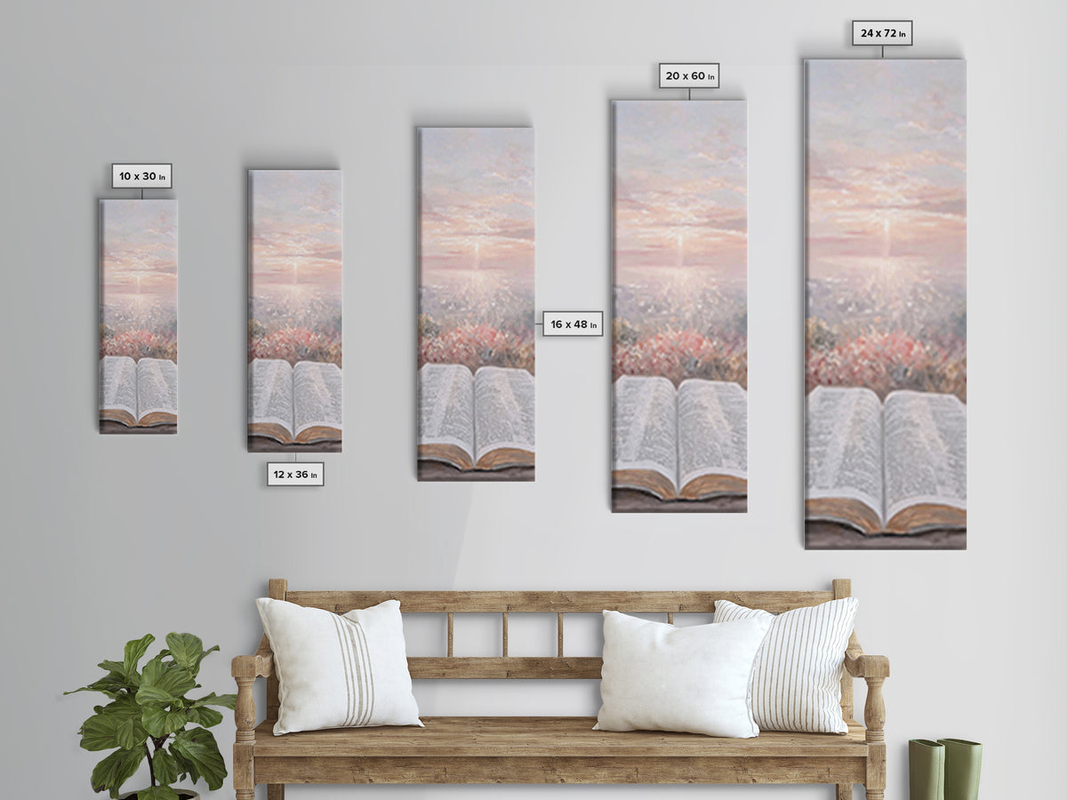 Dawn Of Scripture – Framed Canvas Print – Narrow Art – Christian Art – Christian Art Canvas – Christian Wall Art – Christmas Art – Christia