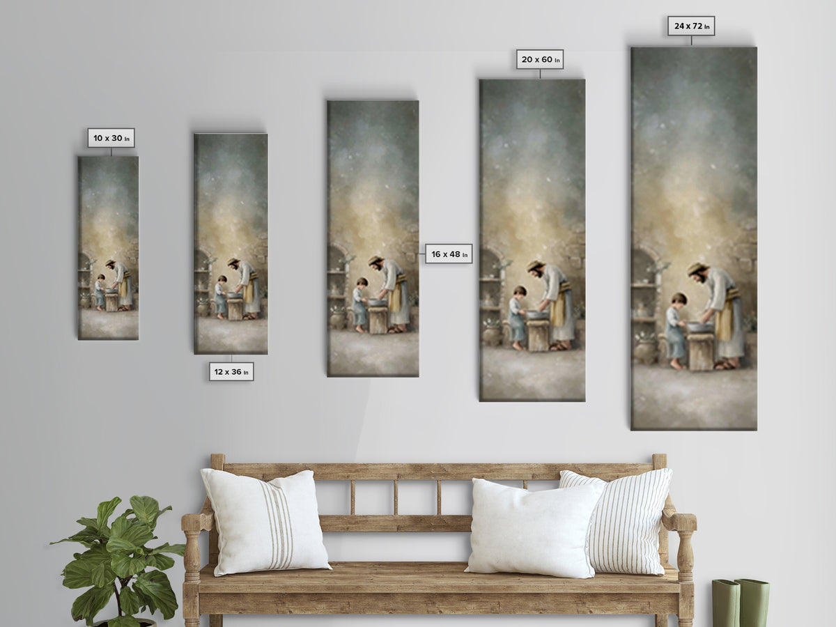 Humble Lessons | Framed Canvas Print | Christian Wall Art | Skinny Art | Christian Art Canvas | Jesus Painting | Christmas Art