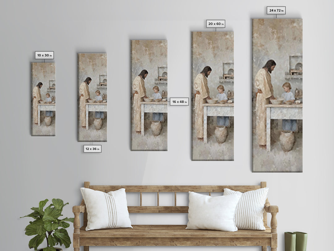 Bread Of Comfort, Framed Canvas Print, Christian Art Canvas, Narrow Art, Jesus Painting, Christian Wall Art, Christmas Art