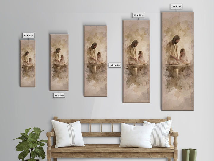 Hands Of Blessing – Framed Canvas Print – Christian Art Print – Tall Skinny Art Print – Christian Wall Art – Jesus Painting – Christmas Art