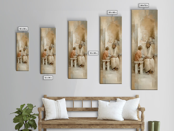 Quiet Child Blessing – Framed Canvas Print – Christian Wall Art – Jesus Painting – Tall Narrow Wall Art – Christian Art Canvas – Skinny Art