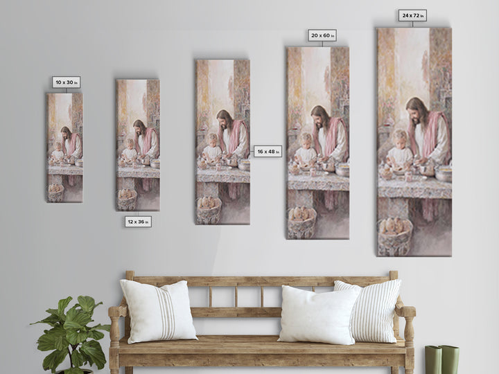Heaven’s Gentle Kitchen – Framed Canvas Print – Jesus Painting – Christian Wall Art – Skinny Art – Christian Art Canvas – Narrow Art – Mode