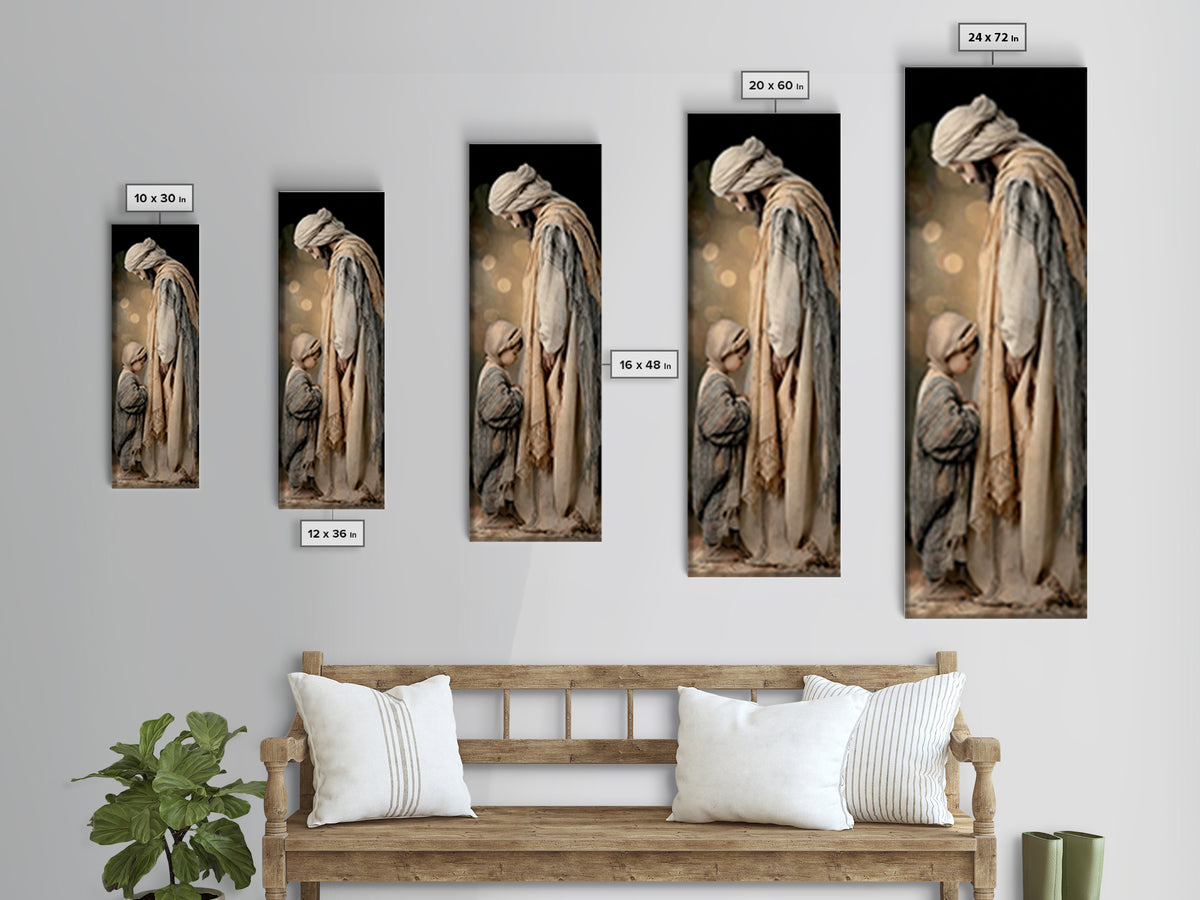 Tender Refuge Light – Framed Canvas Print – Christian Art Canvas – Jesus Painting – Christian Wall Art – Tall Skinny Art Print – Christian