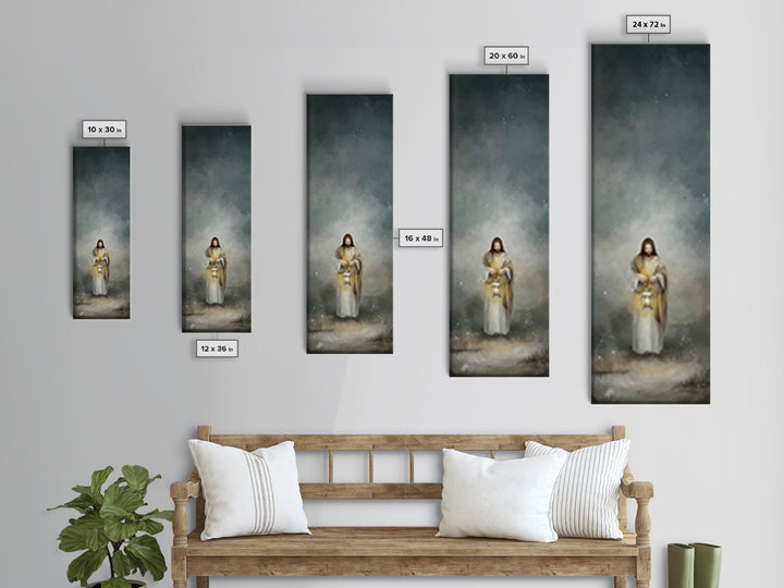 Lantern Of Mercy – Framed Canvas Print – Jesus Painting – Christian Art – Christian Wall Art – Skinny Art – Christian Art Canvas – Tall Nar