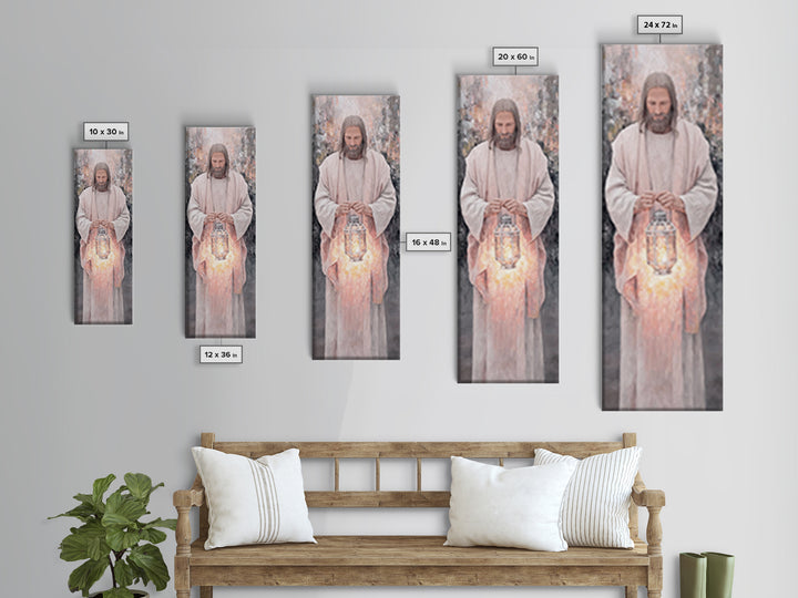 Radiant Night Watch – Framed Canvas Print – Christian Art Canvas – Skinny Art – Jesus Painting – Christian Wall Art – Narrow Art – Minimali