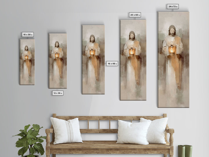 Stillness Of Light – Framed Canvas Print – Christian Art Canvas – Jesus Painting – Christian Wall Art – Skinny Art – Narrow Art – Modern Ch