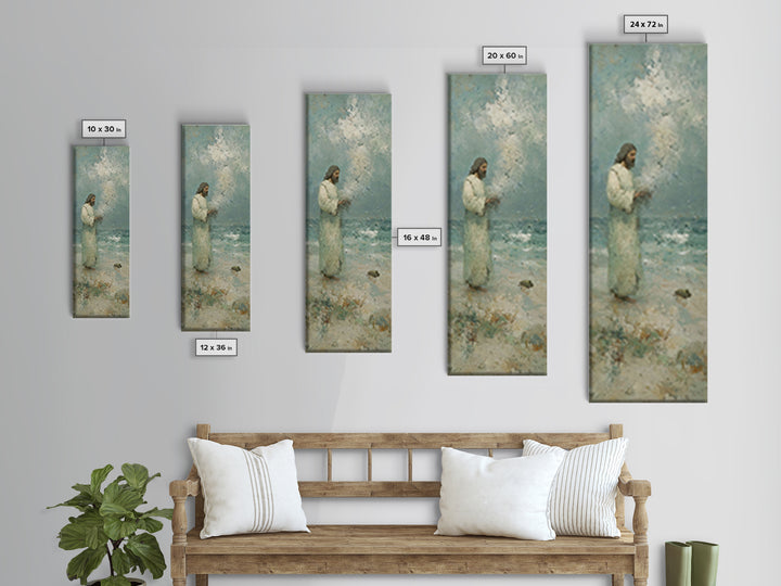 Waves Of Mercy | Framed Canvas Print | Tall Skinny Art Print | Christian Painting | Jesus Art Print | Christian Art Canvas | Christmas Wall