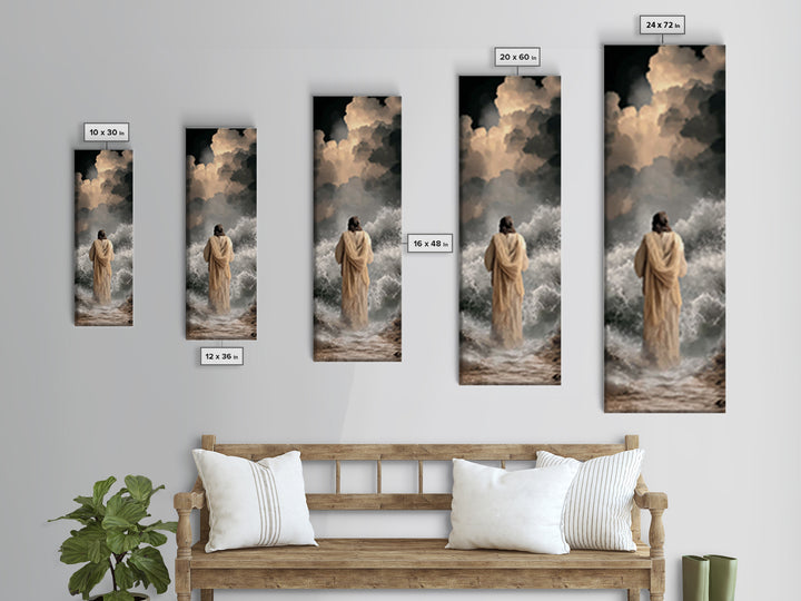 Eternal Sea Quiet | Framed Canvas Print | Skinny Art | Christian Wall Art | Jesus Painting | Christian Art Work | Christmas Art