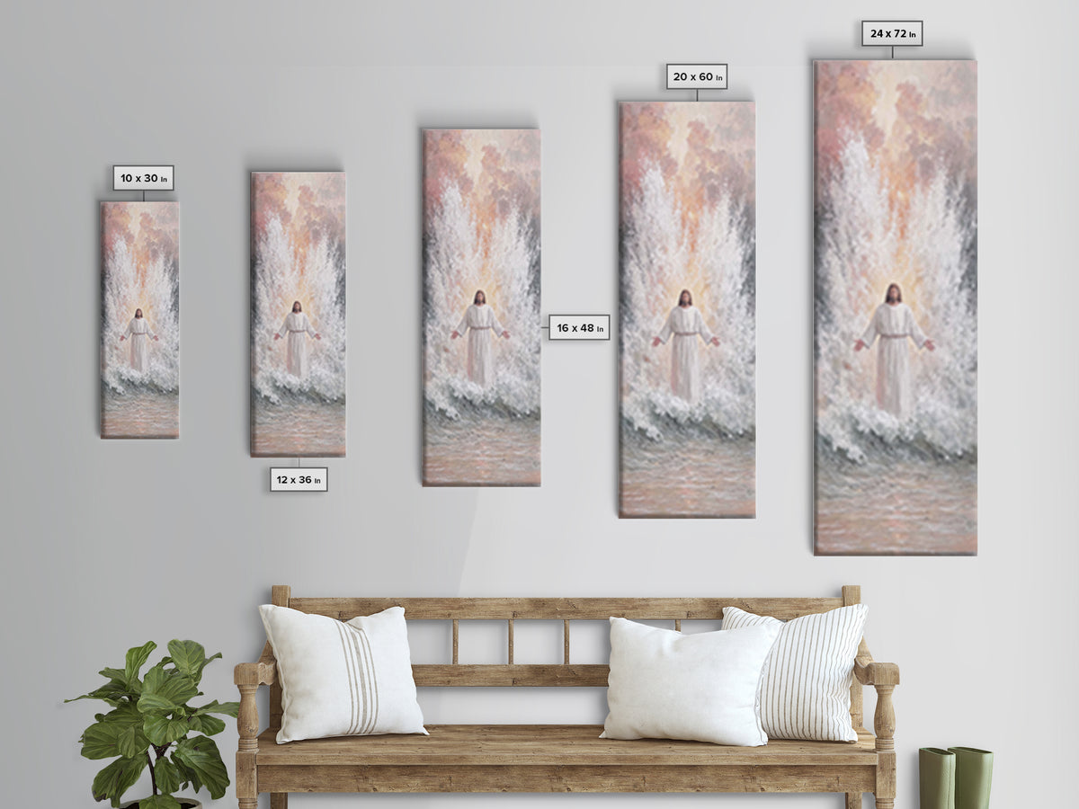 Heavenly Ascent | Framed Canvas Print | Tall Narrow Wall Art | Christian Wall Art | Jesus Painting | Christian Art Canvas | Christmas Art