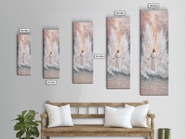Heavenly Ascent | Framed Canvas Print | Tall Narrow Wall Art | Christian Wall Art | Jesus Painting | Christian Art Canvas | Christmas Art