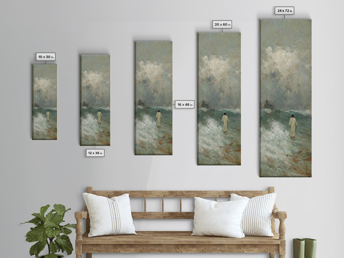 Stormless Grace, Framed Canvas Print, Tall Skinny Art Print, Christian Wall Art, Jesus Painting, Christian Canvas, Christmas Art